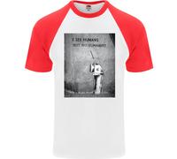 I See Humans But No Umanità Banksy Art Uomo S/S Baseball T-Shirt