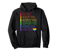 I See Love Accept You Gay Rainbow Pride Bandiera LGBTQ Uomini Donne Felpa con Cappuccio