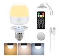 I-SHUNFA Lampadina Ricaricabile USB-C con Telecomando,Lampadine LED E27 7W,Lampadina CCT Dimmerabile con Timer e Batteria,Luce di Emergenza Esterna 2000mAh con Magnetico,1 Pacchetto (con Cordino)