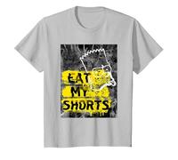 I Simpson Bart Simpson Eat My Shorts Graffiti Maglietta, Bambini, Argento, 8 Anni