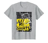 I Simpson Bart Simpson Eat My Shorts Graffiti Maglietta, Bambini, Grigio Melange, 12 Anni