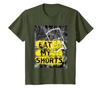 I Simpson Bart Simpson Eat My Shorts Graffiti Maglietta, Bambini, Oliva, 12 Anni