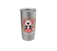 I Sing A Lotl, Cute Axolotl Singing Bicchiere termico in acciaio inox doppia parete