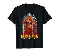 I Sit When I Decide Regina Guerriera Fantasy Rossa Trono Maglietta