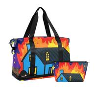 I Sleep When House Is on Fire, borsa da palestra grande da portare in aeroporto con borsa da toilette per lo sport, pieghevole, Dormo quando la casa è in fiamme, 1 size