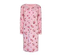 i-Smalls Camicia da notte da donna in pile termico, super morbida, a maniche lunghe, motivo floreale, Rosa, XXL