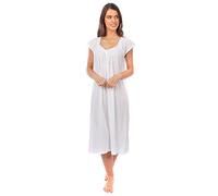 i-Smalls - Camicia da notte da notte in 100% cotone, traspirante, a maniche corte, in pizzo, design vittoriano bianco XL