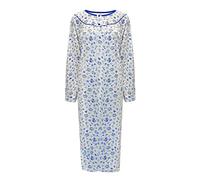 i-Smalls Camicia da notte termica da donna 100% cotone spazzolato bottoni davanti lunga lunghezza camicia da notte L a 3XL, Blu, 3XL