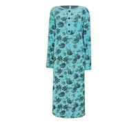 i-Smalls Camicia da notte termica da donna in pile super morbido con stampa a foglie e bottoni, Turchese, L
