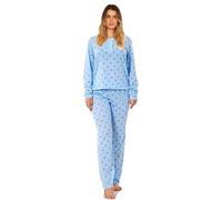 i-Smalls Pigiama da donna a maniche lunghe, con bottoni, in cotone con stampa floreale, taglie dalla S alla 6XL, pigiama morbido, Blu, 5XL