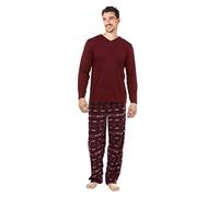 i-Smalls Pigiama invernale da uomo, taglie forti, con top in jersey e pantaloni in pile super morbido, Rosso, XXXL