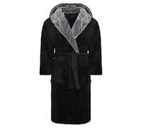 i-Smalls Vestaglia da uomo in pile super morbido con cappuccio e cintura, taglie dalla S alla 6XL, Nero , XL