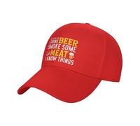 I Smoke Meat And I Know Things Hat Funny BBQ Chef Grill Dad Hat BBQ Party Unisex Berretto da Baseball Classic Snapback cap Casual Cappellino con Visiera per Estivo All'Aperto Pesca