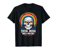 I social media erano un teschio di errore con arcobaleno Maglietta