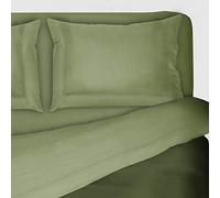 I SOGNI Completo letto matrimoniale puro cotone con angoli completo e ricamato tinta unita 2 piazze (matrimoniale Classico 2 Piazze, verde salvia)