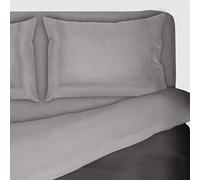 I SOGNI Completo letto matrimoniale puro cotone con angoli completo e ricamato tinta unita 2 piazze (matrimoniale Classico 2 Piazze, grigio perla)