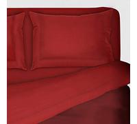 I SOGNI Completo Letto Ricamato 3 volani Tinta Unita Puro Cotone Set Lenzuola + federe (2 Piazze 270x300, Bordeaux)