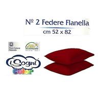 I SOGNI Coppia FEDERE in Flanella di Puro Cotone 52X82 (Bordeaux)