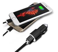 i-sonite ricarica rapida doppia porta USB per caricabatteria da auto (3.1 A/24 W pieno in alluminio) con rottura vetro martello di sicurezza & 2 x 1 meter USB-C type-c nylon Braded cavo dati per Razer Phone Nero