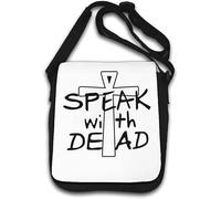 I Speak with The Dead - Borsa a tracolla con croce egiziana, colore: Bianco