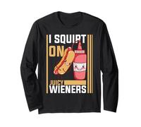 I Squirt On Juicy Wieners Funny BBQ Ketchup Design Maglia a Manica