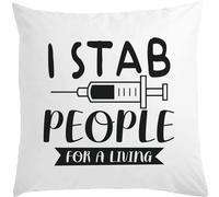 I Stab People For A Living - Cuscino bianco con imbottitura, 40 x 40 cm, colore: Bianco