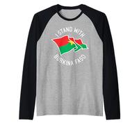 I Stand Con Burkina Faso E Ibrahim Traore Mappa Bandiera Maglia con Maniche Raglan