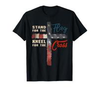 I Stand For The Flag And Kneel For The Cross Bandiera Americana Maglietta