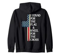 I Stand for The Flag And Kneel for The Cross USA Freedom God Felpa con Cappuccio
