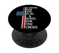 I Stand for the Flag and Kneel for the Cross USA Freedom God PopSockets PopGrip Adesivo