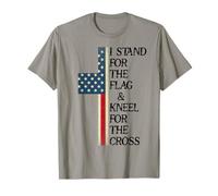 I Stand for The Flag Kneel for The Cross USA Freedom God US Maglietta