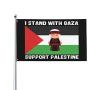 I Stand With Gaza Flag 3x5 Nero Free Gaza Flag Gaza Forte Pregate per la bandiera di Gaza Pregate per la Palestina Bandiera 3x5 Ft con occhielli in ottone Bandiera da cortile esterna Banner in polies