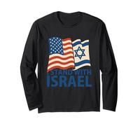 I Stand with Israele USA Bandiere Americane Supporto Art Maglia a Manica