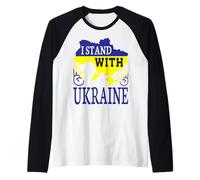 I Stand with Ukraine - Love Stop War - Ucraina Mappa Maglia con Maniche Raglan