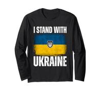 I Stand With Ukraine Support Ucraina Bandiera Ucraina Donne Maglia a Manica