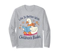 I Still Read Kids Books Cute Duck Reading Book Lover Maglia a Manica