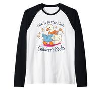 I Still Read Kids Books Cute Duck Reading Book Lover Maglia con Maniche Raglan