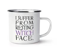 I Suffer From Resting Witch Face Tazza Smaltata In Metallo Bianca Divertente