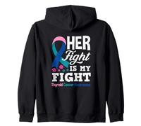 I Suoi combattimenti Sono la mia Lotta Contro Il Cancro alla tiroide Felpa con Cappuccio
