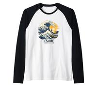 I Surf Pertanto Io Sono Vintage Wave Surfer Filosofia Maglia con Maniche Raglan