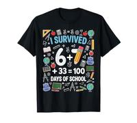I Survived 100 Days of School Ideale per Bambini Ragazzi Ragazze Maglietta