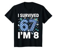 I Survived 6 7 I'm 8 Outer Space Astronaut Birthday Maglietta