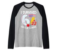 I Survived 67 + 33 Days School Kids Funny 100th Day School Maglia con Maniche Raglan