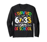 I Survived 67 + 33 Days School Kids Funny Math 100th Day Maglia a Manica