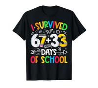 I Survived 67 + 33 Days School Kids Funny Math 100th Day Maglietta