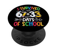 I Survived 67 + 33 Days School Kids Funny Math 100th Day PopSockets PopGrip Adesivo