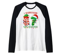 I Survived 67 Days of School Christmas Santa Elf Candy Meme Maglia con Maniche Raglan