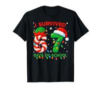 I Survived 67 Days of School Christmas Santa Elf Candy Meme Maglietta