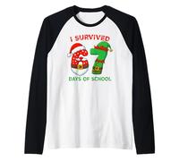 I Survived 67 Days of School Christmas Santa Elf Six Seven Maglia con Maniche Raglan