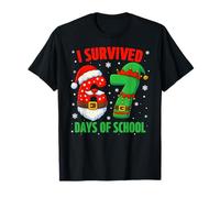 I Survived 67 Days of School Christmas Santa Elf Six Seven Maglietta